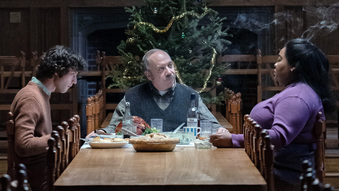 The Holdovers, from left: Dominic Sessa, Paul Giamatti, Da'Vine Joy Randolph, 2023.
